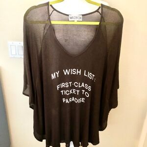 Wildfox Chocolate Graphic Sheer Top